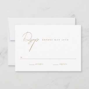 Elegant Minimalist Script Gold Wedding RSVP Card