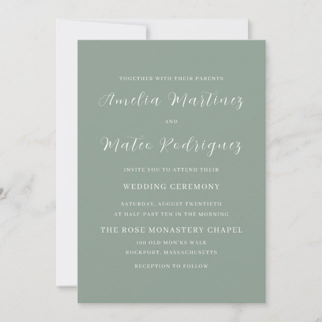 Elegant Minimalist Script Modern Wedding Invitation (Front)