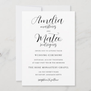 Elegant Minimalist Script Modern Wedding Invitation