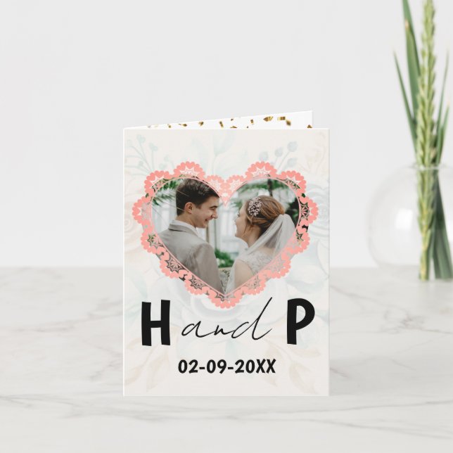 Elegant Minimalist Script Monogram Photo Wedding   Invitation (Front)