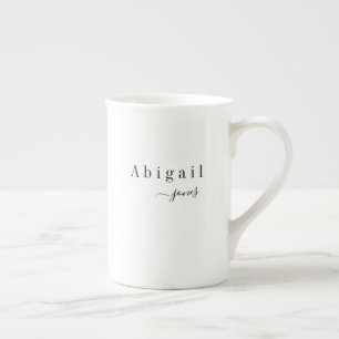 Elegant Minimalist Script Name Personalised Bone China Mug