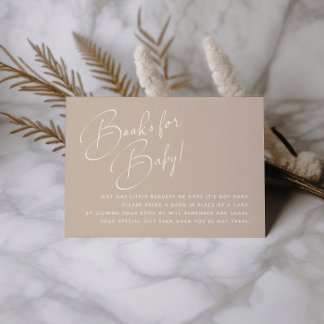 Elegant Minimalist Script Neutral Books For Baby Enclosure Card
