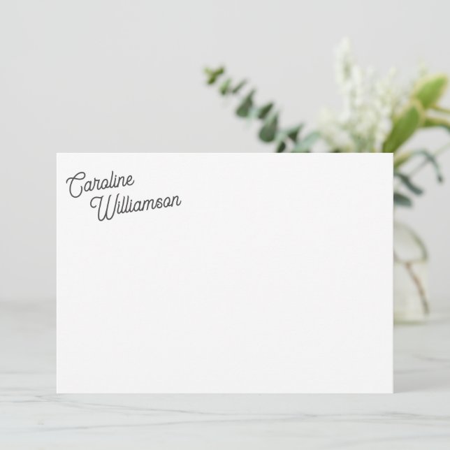 Elegant Minimalist Script Personalised Stationery  Card (Standing Front)