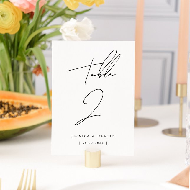 Elegant Minimalist Script Personalised Wedding Table Number (Creator Uploaded)