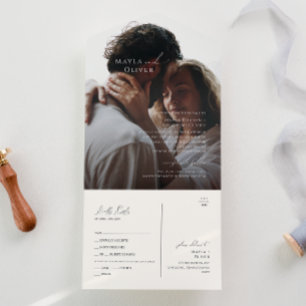 Elegant Minimalist Script Photo Seal and Send All In One Invitation
