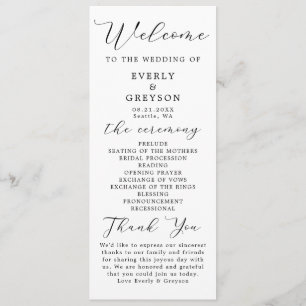 Elegant Minimalist Script Wedding Ceremony Program