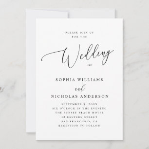 Elegant Minimalist Script Wedding Formal Classic Invitation