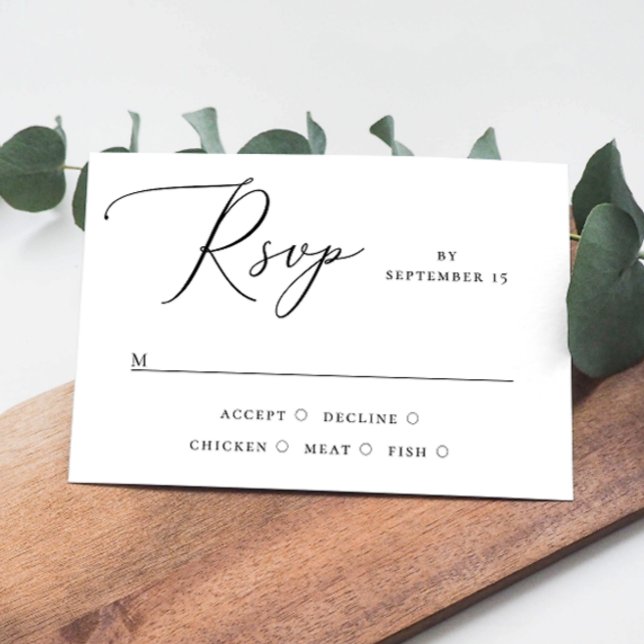 Elegant Minimalist Script Wedding | Meal Choice RSVP Card (Creator Uploaded)