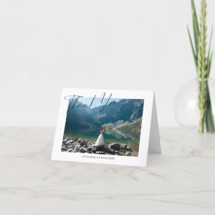 Elegant Minimalist Script Wedding Photo Folded Thank You Card