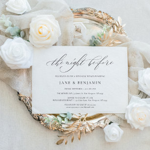 Elegant Minimalist Script Wedding Rehearsal Dinner Invitation