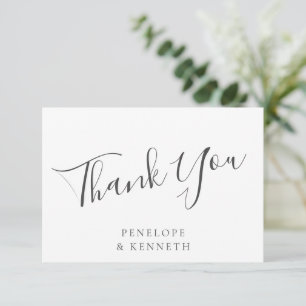 Elegant Minimalist Script White Custom Wedding Thank You Card