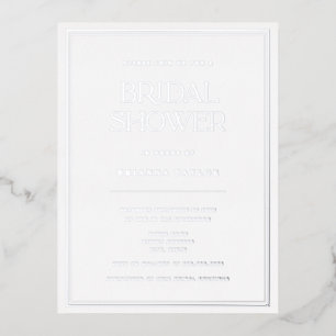 Elegant Minimalist Silver Bridal Shower Foil Invitation Postcard