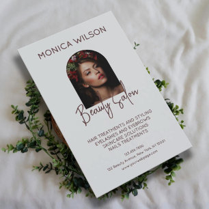 Elegant minimalist silver grey beauty salon flyer