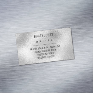 Elegant Minimalist Silver Metallic Magnetic Business Card