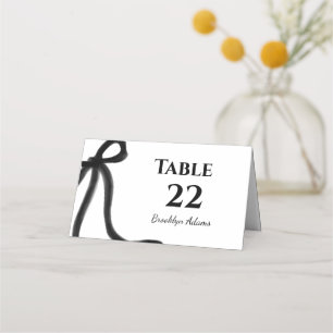 Elegant Minimalist Simple Black Bow Place Card