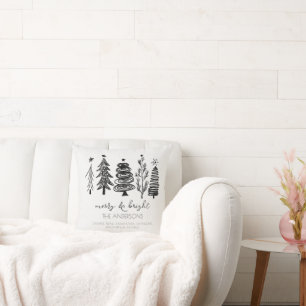 Elegant Minimalist Simple Black White Christmas Cushion