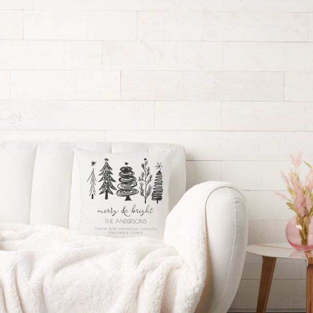 Elegant Minimalist Simple Black White Christmas Cushion (Couch)