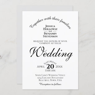 Elegant Minimalist Simple Black & White Wedding Invitation