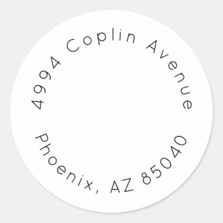 Elegant Minimalist Simple Bridal Shower Address Classic Round Sticker