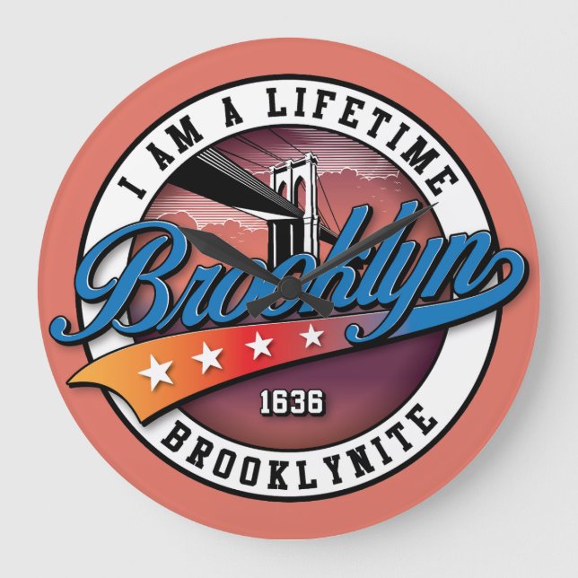 Elegant Minimalist Simple Brooklyn Logo Design Large Clock (Front)