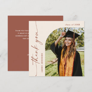 Elegant Minimalist Simple Graduation One Photo Thank You Card