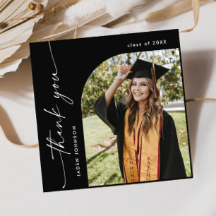 Elegant Minimalist Simple Graduation One Photo Thank You Card