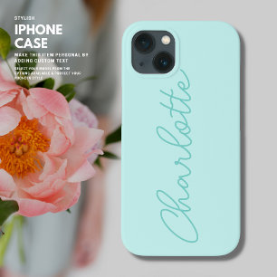 Elegant Minimalist Simple Green Script Monogram iPhone 13 Case