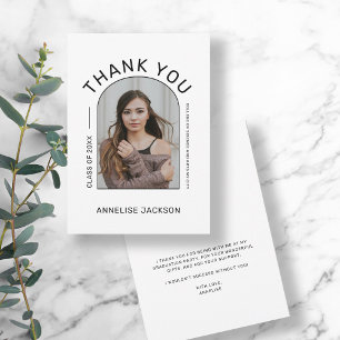 Elegant minimalist simple photo graduation thank you card