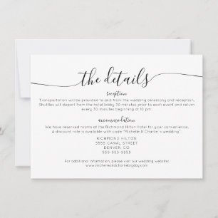 Elegant Minimalist Simple Wedding Details Invitation