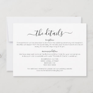 Elegant Minimalist Simple Wedding Details Invitation