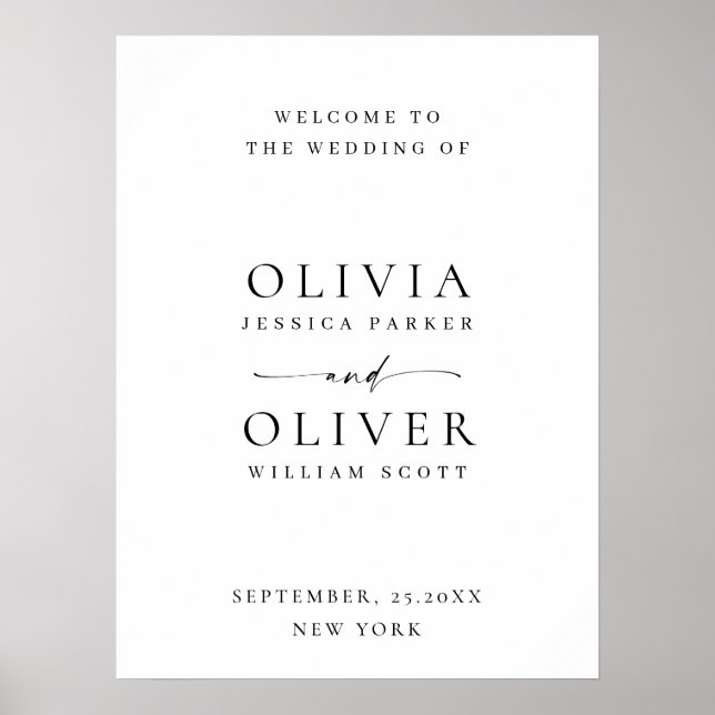 Elegant Minimalist Simple Welcome Wedding Poster (Front)