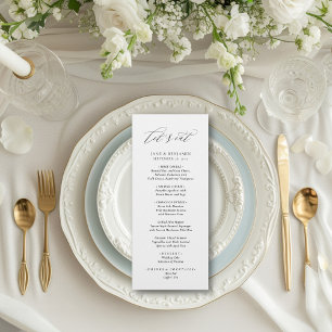 Elegant Minimalist Simple White Let's Eat Wedding Menu