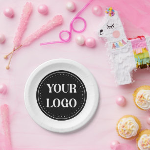 Elegant, Minimalist & Sleek Black QR Code Logo Paper Plate