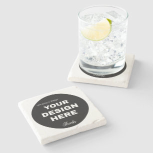 Elegant, Minimalist & Sleek Black QR Code Logo Stone Coaster