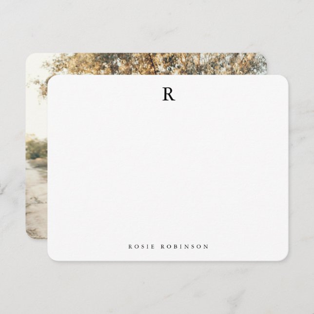 Elegant Minimalist Sophisticated Monogram Photo Card (Front/Back)