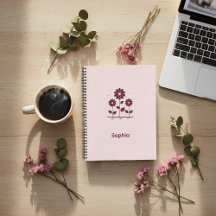 Elegant Minimalist Spiral Journal with Flowers