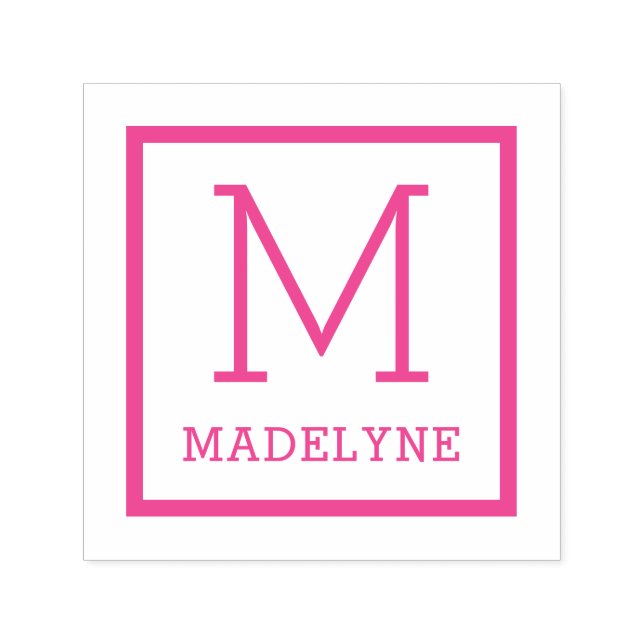 Elegant Minimalist Square Border Monogram Name Self-inking Stamp (Design)