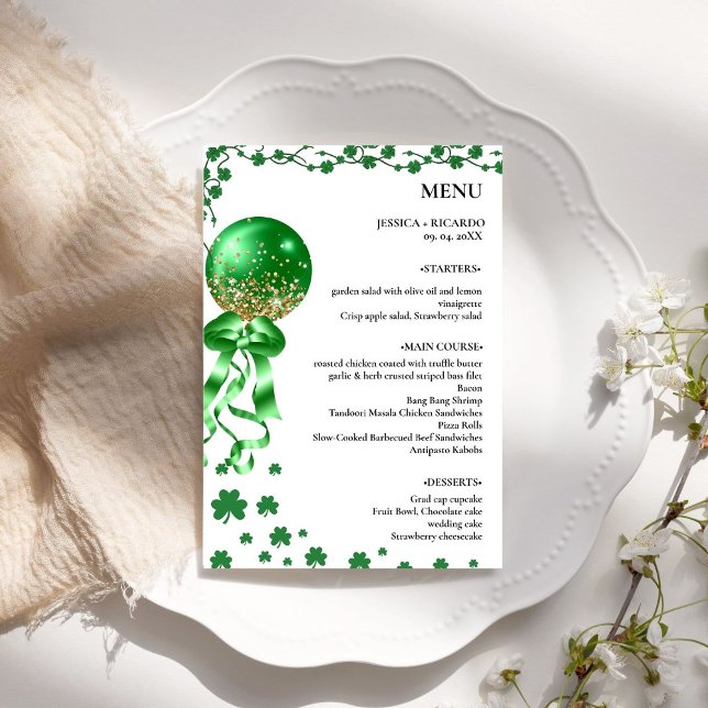  Elegant Minimalist St patrick's day Wedding Table Menu (Creator Uploaded)