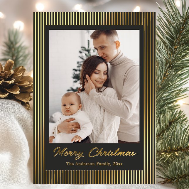 Elegant Minimalist Striped Black Christmas Holiday (Creator Uploaded)