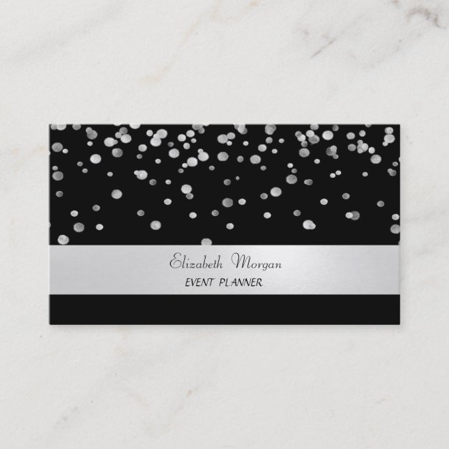 Elegant Minimalist,Striped,Black,Confetti Business Card (Front)