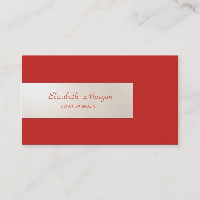 Elegant Minimalist,Striped,Red Business Card (Front)