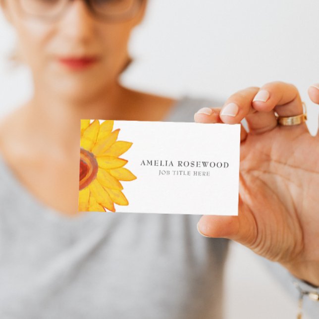 Elegant Minimalist Sunflower Business Card (Creator Uploaded)