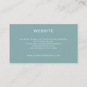 Elegant Minimalist Teal QR Code Wedding Website Enclosure Card