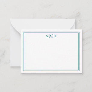 Elegant Minimalist Teal Three Letter Monogram Card