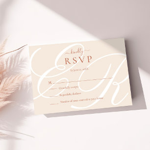 Elegant Minimalist Terracotta Monogram Wedding RSVP Card