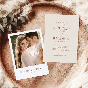 Elegant Minimalist Terracotta Romantic Wedding Invitation