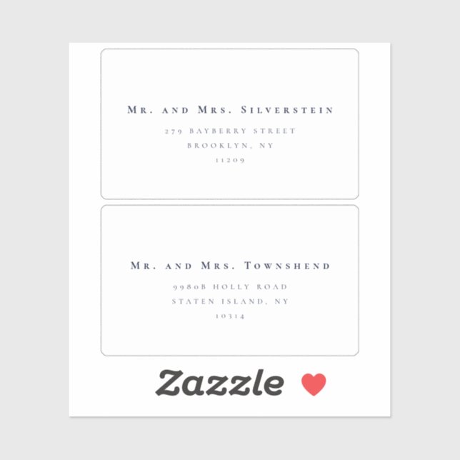 Elegant Minimalist Text 2 Wedding Address Labels (Sheet)