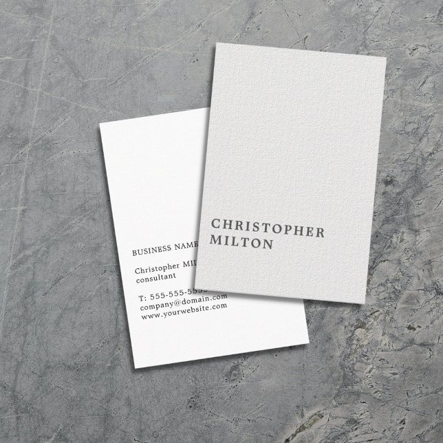 Elegant Minimalist Texture White Consultant Business Card (Creator Uploaded)
