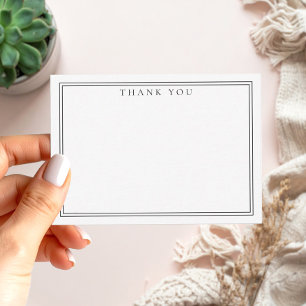 Elegant Minimalist Thank You Black Two Border Card