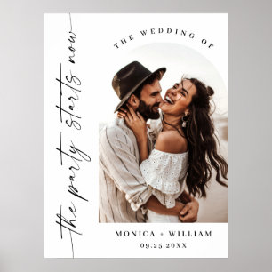 Elegant Minimalist The Party Starts Now Wedding Poster